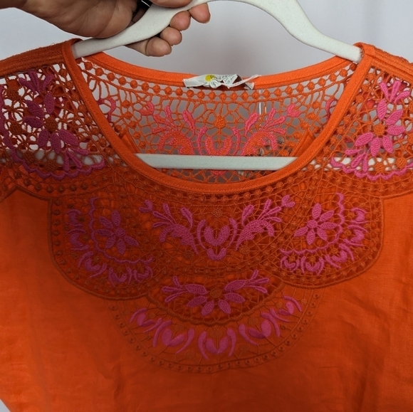 NWT BODEN sz. 6R Fleur Embroidered Linen Dress Knee Length Crochet Eyelet Lace - Picture 12 of 16